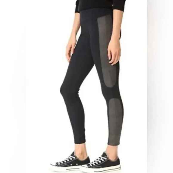 Spanx Panel Faux Leather Ponte Legging Black Size Extra Small - Picture 2 of 8